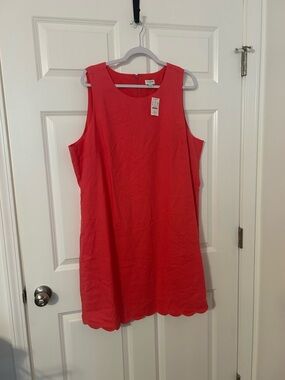 J. Crew Coral Sleeveless Scallop-Hem A-Line Tunic NWT